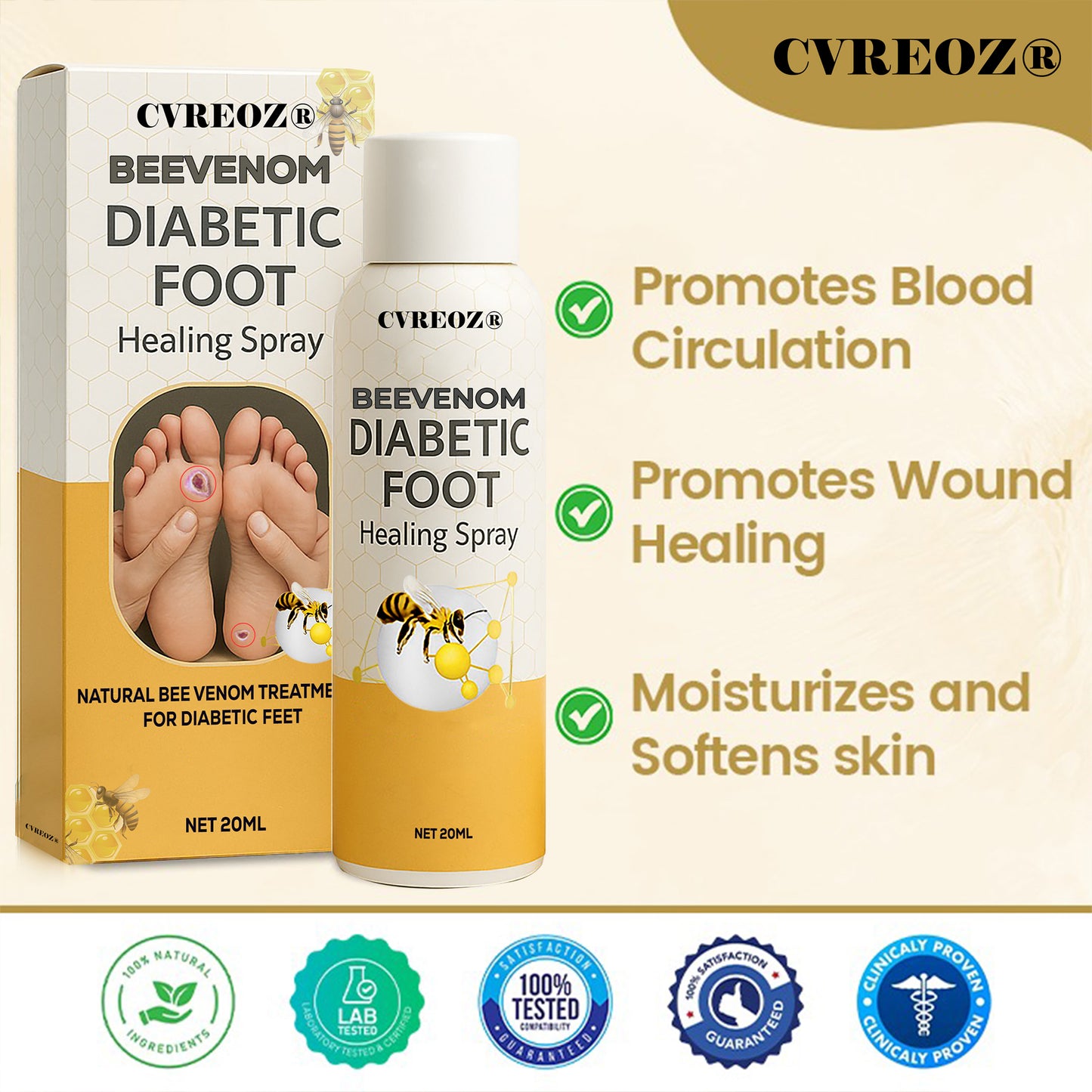 ⏰Last Day Promotion: 60% OFF 🔥 CVREOZ® Bee Venom Diabetic Foot Healing Spray
