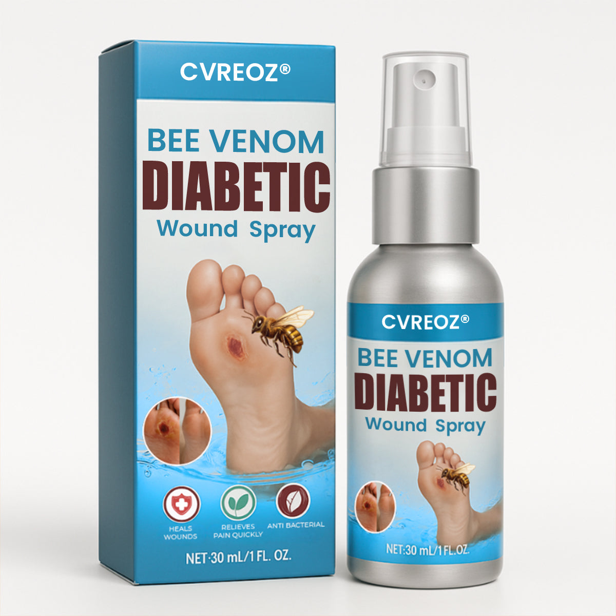 đSPECIAL OFFER: 60% OFF This Today Only!đ„CVREOZÂź Bee Venom Diabetic Wound  Spray
