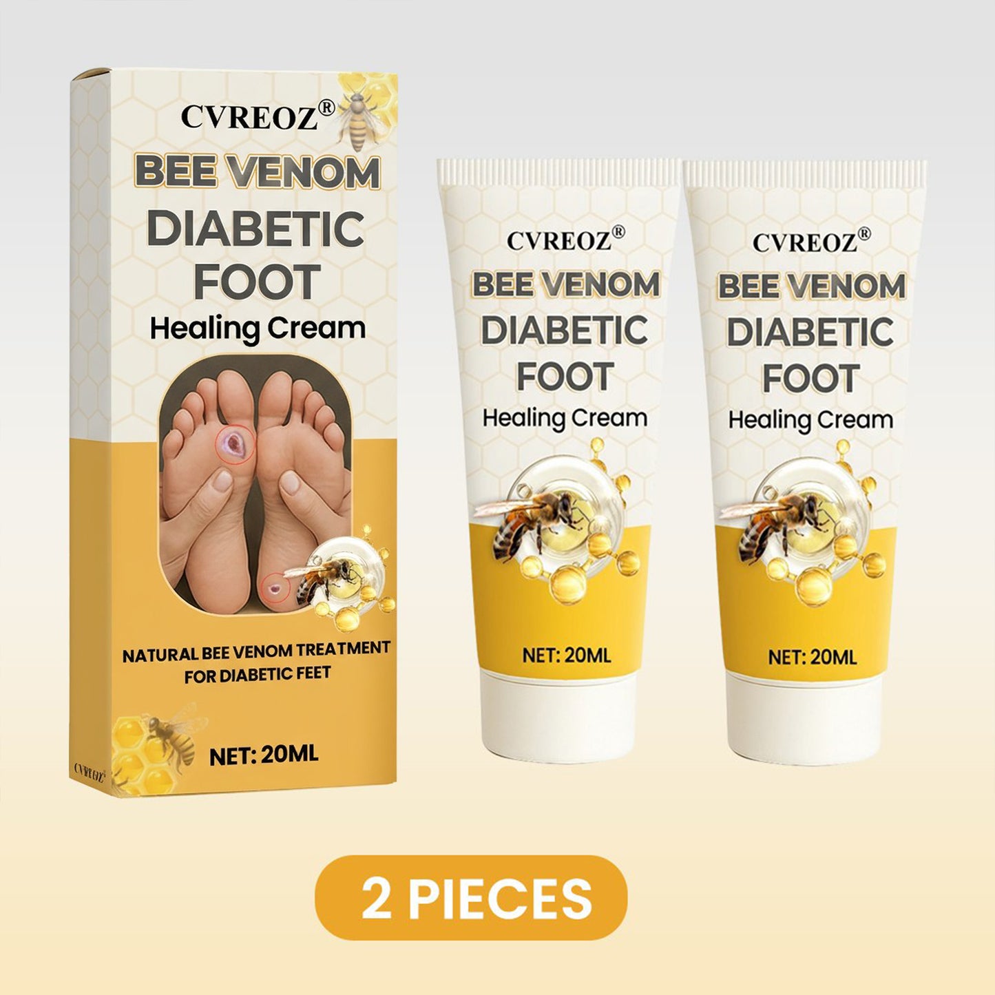 🎉SPECIAL OFFER: 60% OFF🔥 8M+ SOLD️🏆 CVREOZ® Bee Venom Diabetic Foot Healing Cream