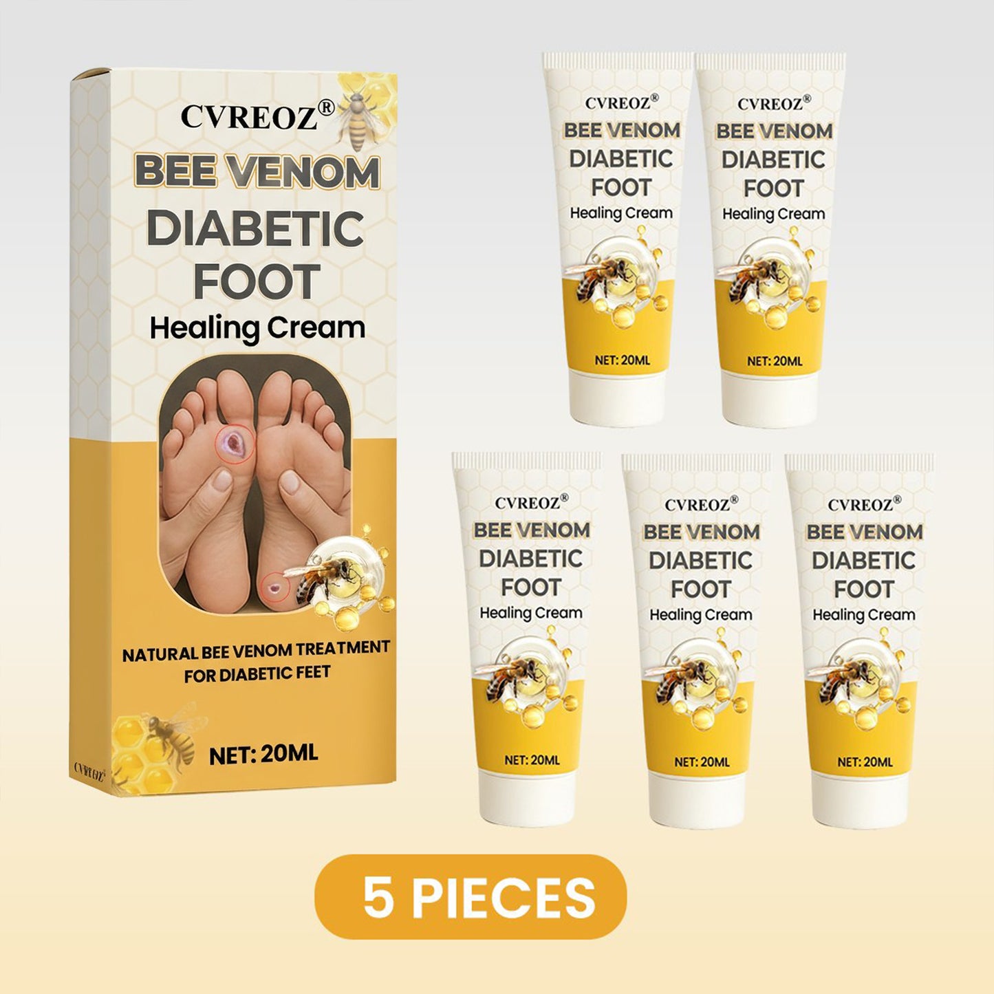 🎉SPECIAL OFFER: 60% OFF🔥 8M+ SOLD️🏆 CVREOZ® Bee Venom Diabetic Foot Healing Cream