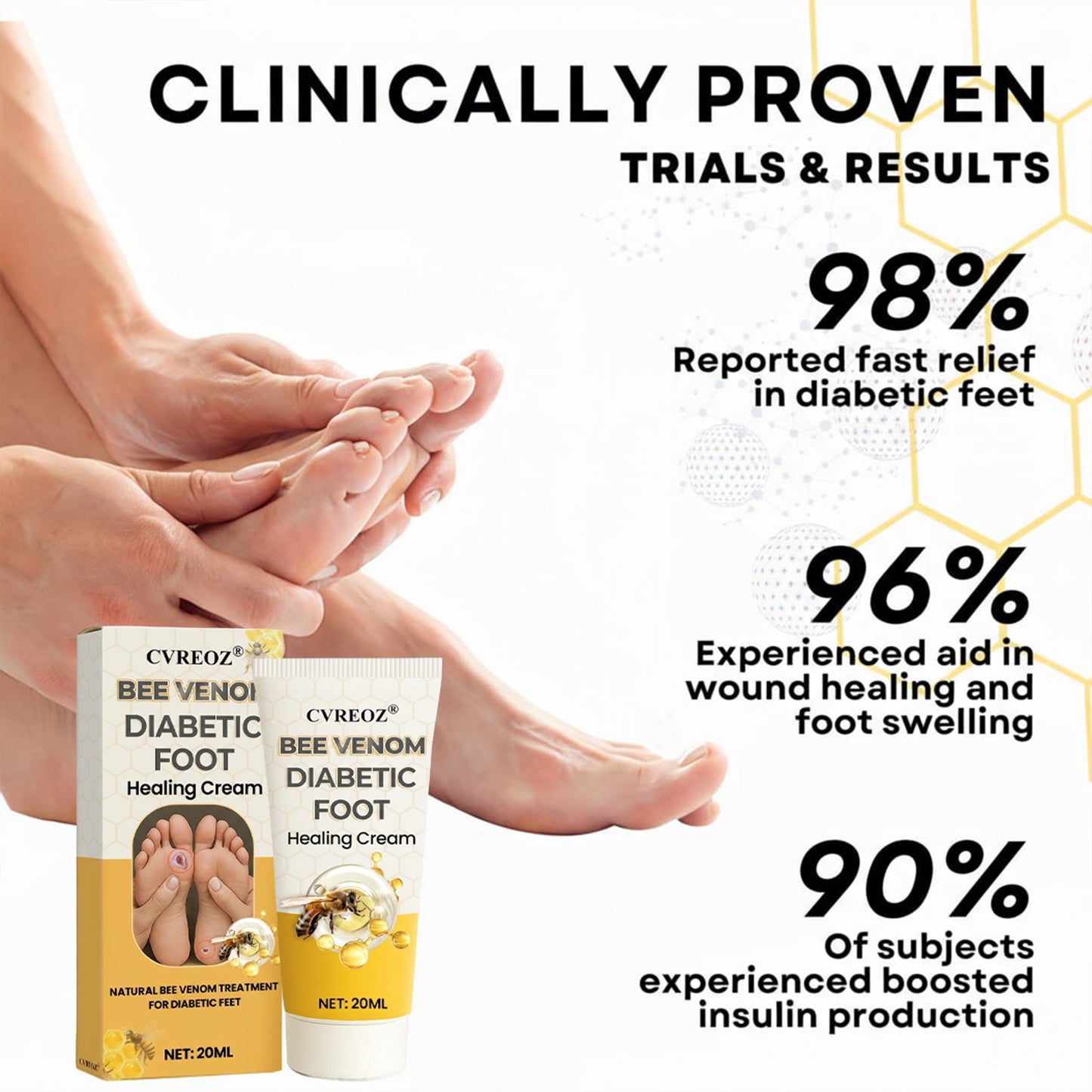 🎉SPECIAL OFFER: 60% OFF🔥 8M+ SOLD️🏆 CVREOZ® Bee Venom Diabetic Foot Healing Cream