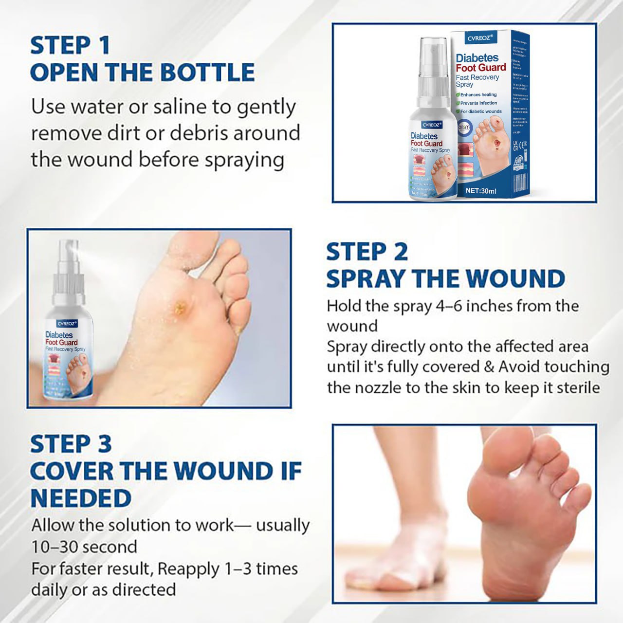 CVREOZ® Diabetes Foot Guard Fast Recovery Spray