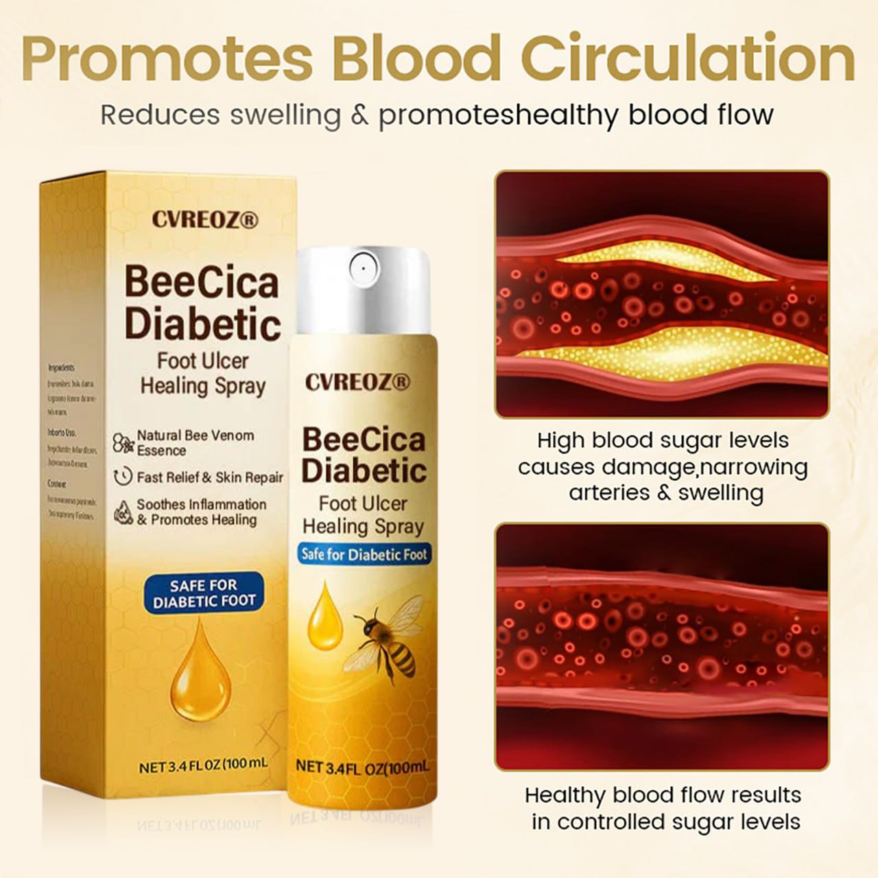 🚨SPECIAL DEAL: 60% OFF This Week Only🔥 CVREOZ® DiaCure Bee Venom & Centella Diabetic Foot Ulcer Spray