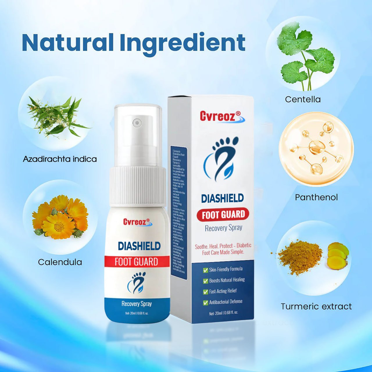 Cvreoz® DiaShield Foot Guard Recovery Spray