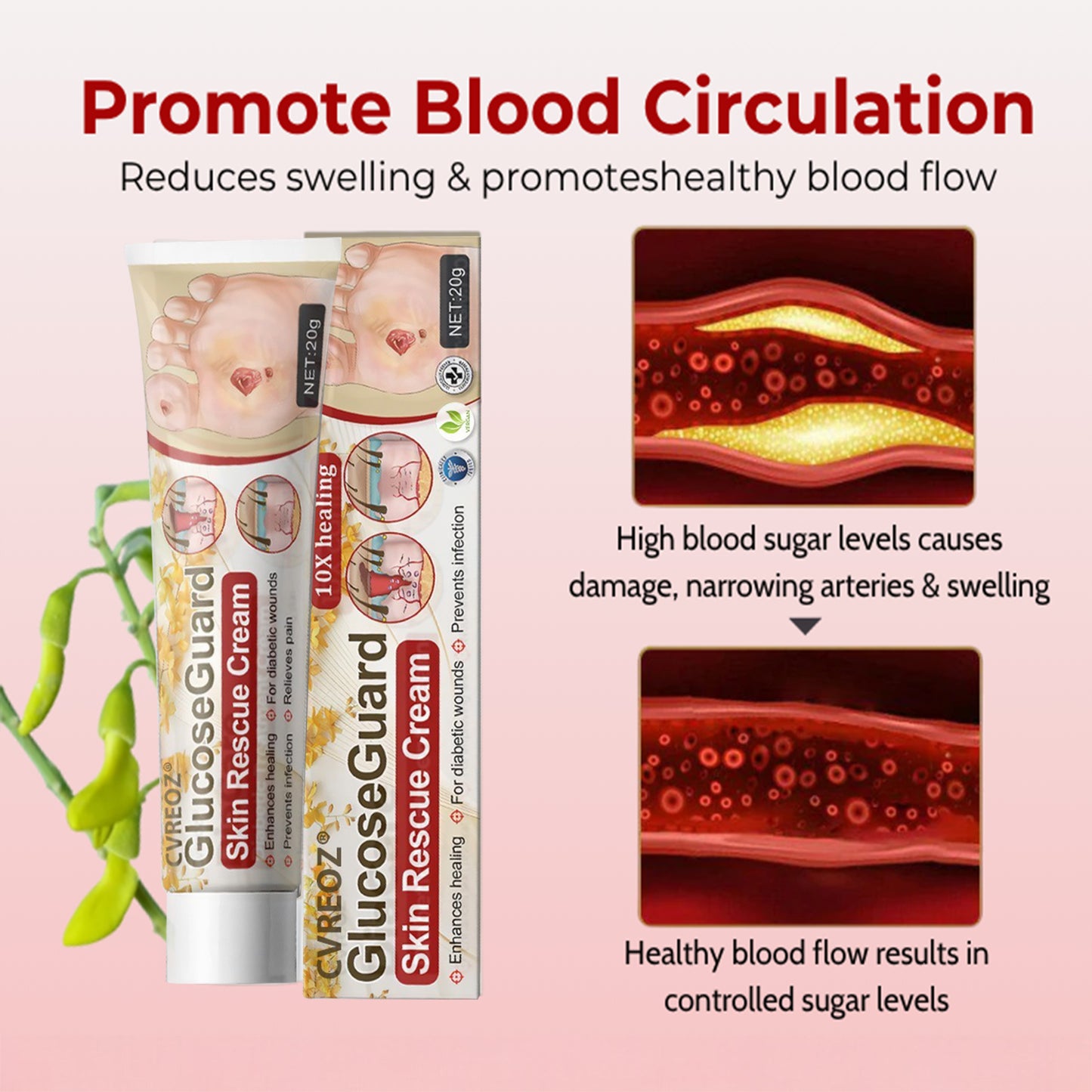 ⏰Last Day Promotion: 60% OFF 🔥CVREOZ® GlucoseGuard Skin Rescue Cream