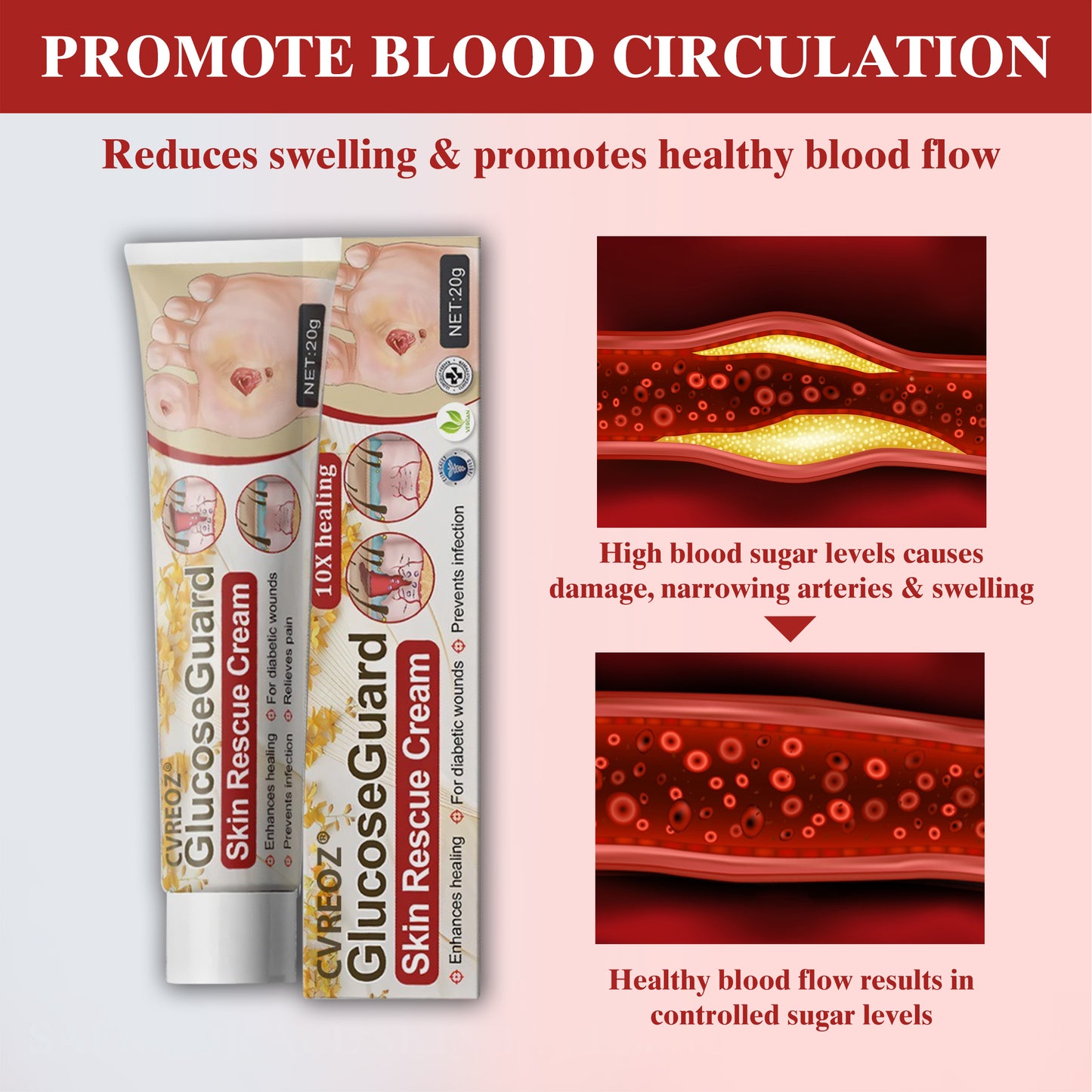 🎉SPECIAL OFFER: 60% OFF This Today Only!🔥 CVREOZ® GlucoseGuard Skin Rescue Cream