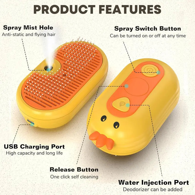 ⏰Last Day Promotion: 80% OFF🔥 Patented Exclusive Rechargeable Steam Pet Brush