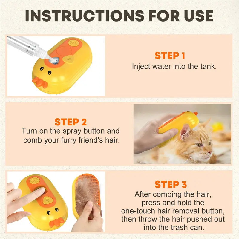 ⏰Last Day Promotion: 80% OFF🔥 Patented Exclusive Rechargeable Steam Pet Brush