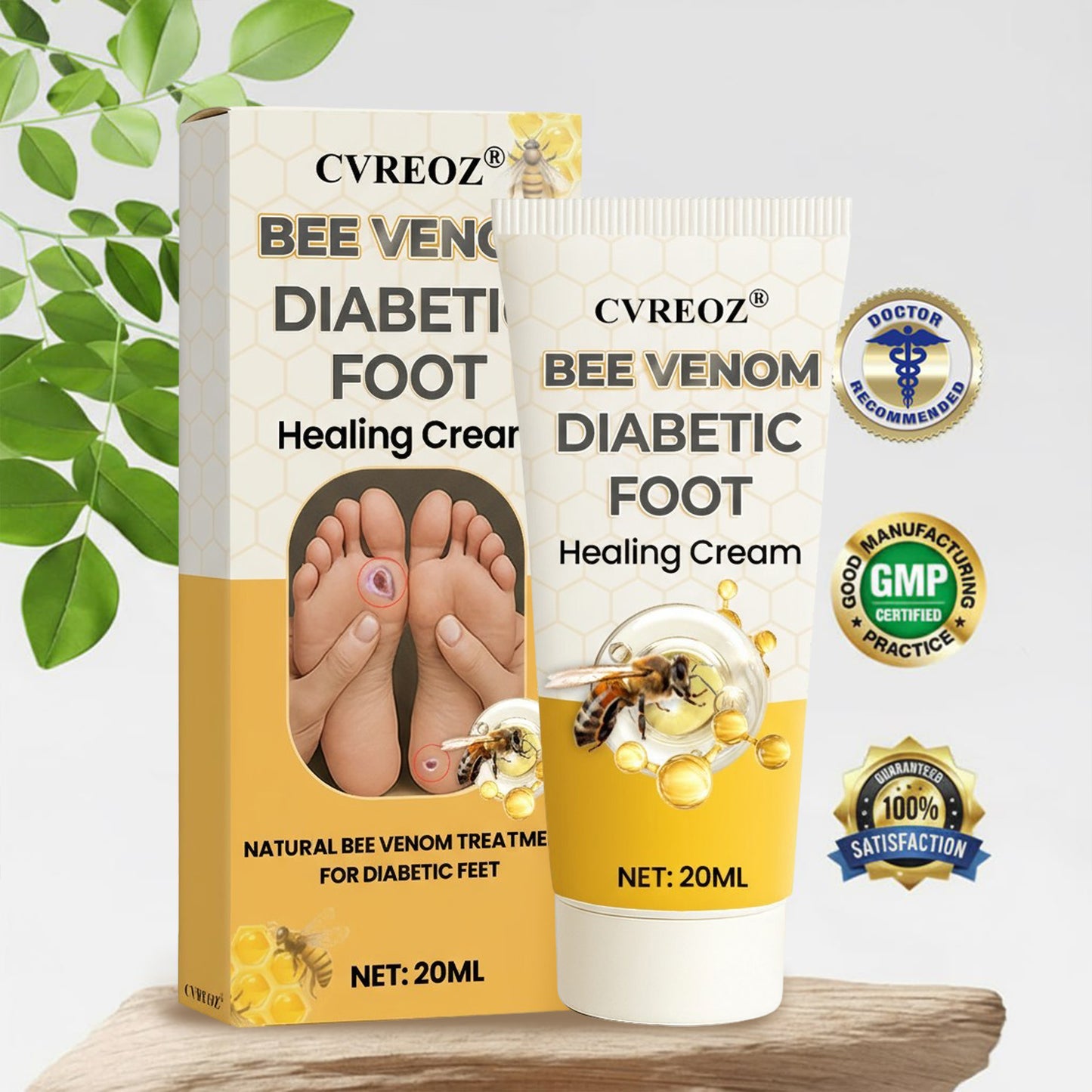 🎉SPECIAL OFFER: 60% OFF🔥 8M+ SOLD️🏆 CVREOZ® Bee Venom Diabetic Foot Healing Cream
