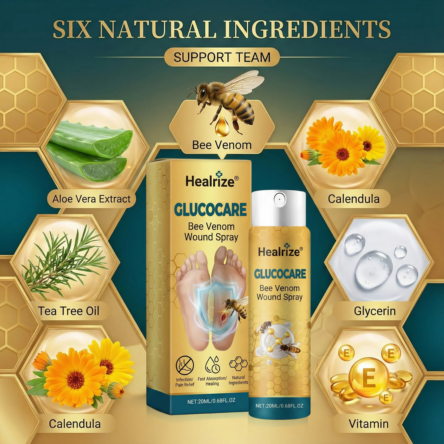🔥EXCLUSIVE DEAL 60% OFF 🐝 Healrize® GlucoCare Bee Venom Diabetic Wound Spray 💛